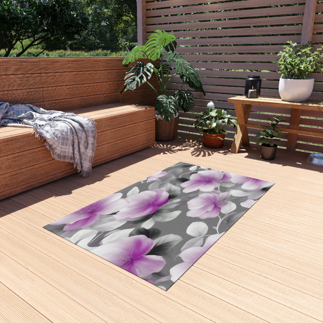 Purple Blossom Floral Bunch Outdoor Rug, 36" x 60"