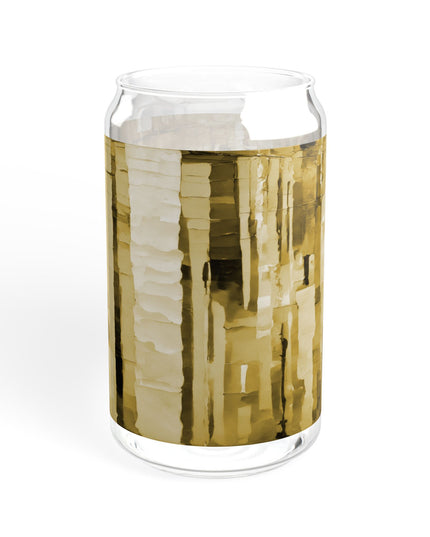 Striped Light Brown Sipper Glass, 16oz