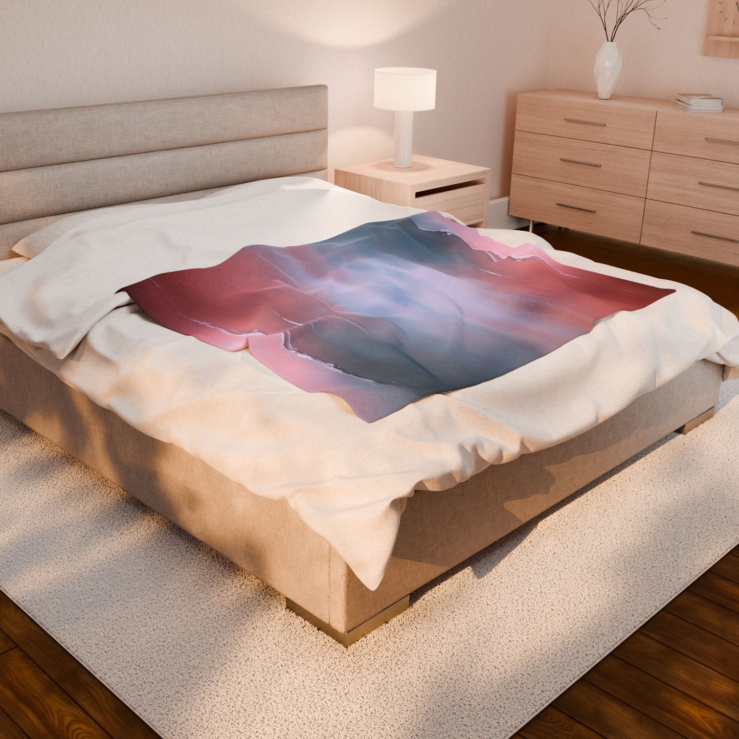 Gray Sea Pink Fog Velveteen Plush Blanket, 50" x 60"