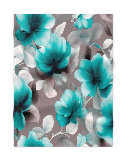 Tif Green Gray Floral Bunch Soft Fleece Baby Blanket, 30" x 40"