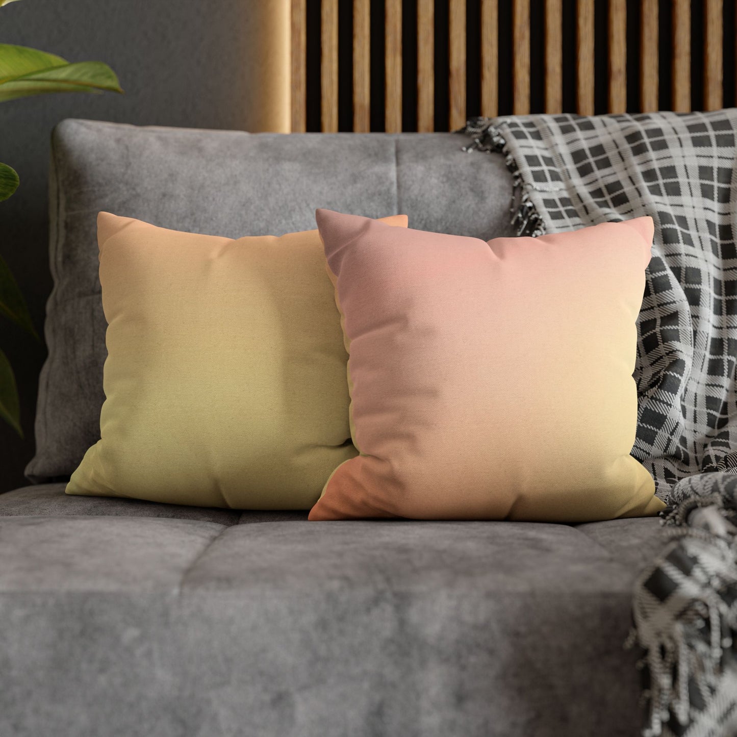 Hot Peach Fade Spun Polyester Square Pillowcase, 14" x 14"