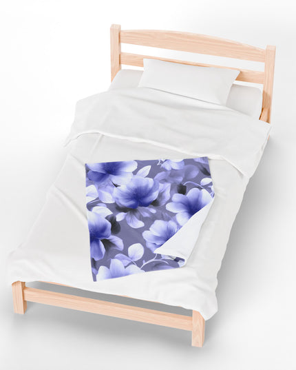 Indigo Blossom Floral Bunch Velveteen Plush Blanket, 30" x 40"
