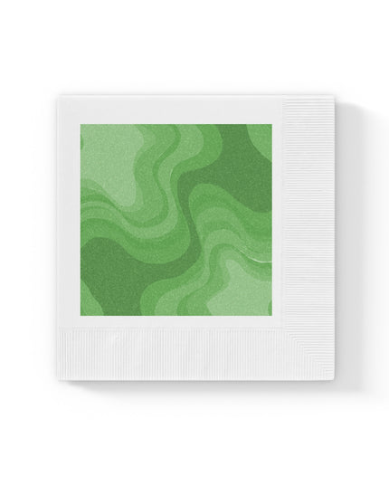 Greenie Meanie Wavey White Coined Napkins, 6.5" x 6.5"