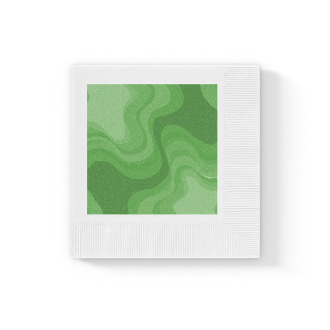 Greenie Meanie Wavey White Coined Napkins, 6.5" x 6.5"