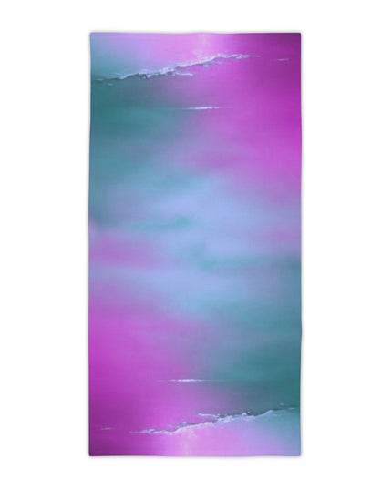 Dark Blue Green Sea Purple Fog Beach Towel, 30" x 60"