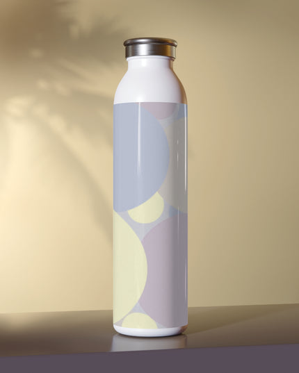 Pastel Soft Blue and Soft White Patches Slim Water Bottle, 20 oz White