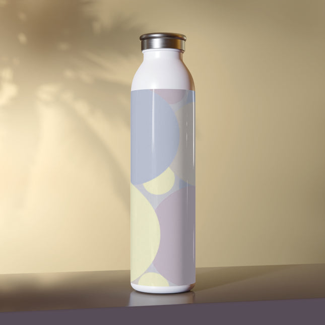 Pastel Soft Blue and Soft White Patches Slim Water Bottle, 20 oz White