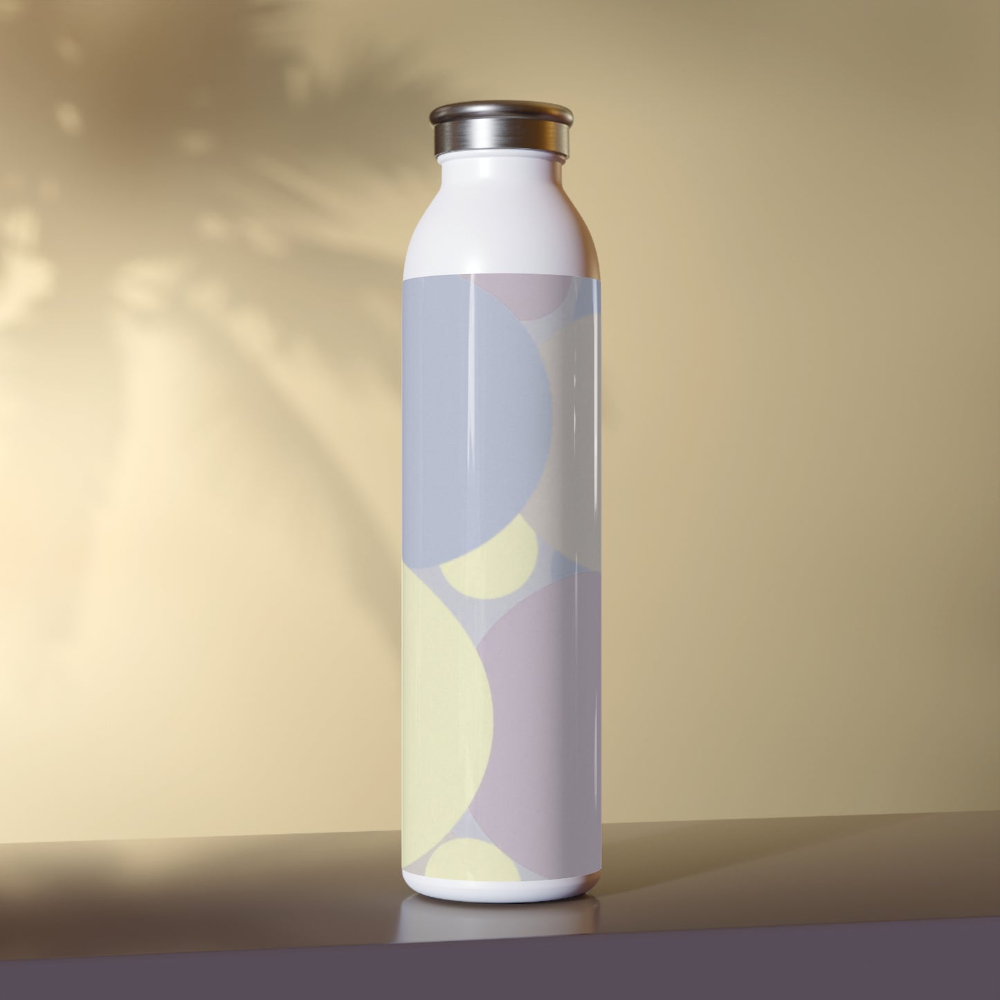 Pastel Soft Blue and Soft White Patches Slim Water Bottle, 20 oz White