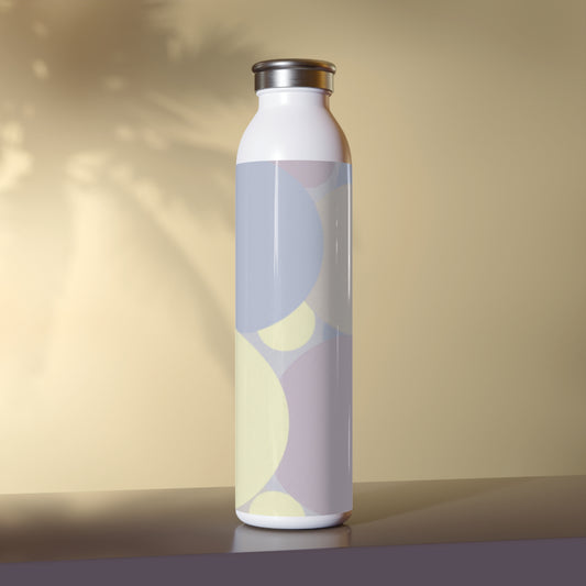 Pastel Soft Blue and Soft White Patches Slim Water Bottle, 20 oz White