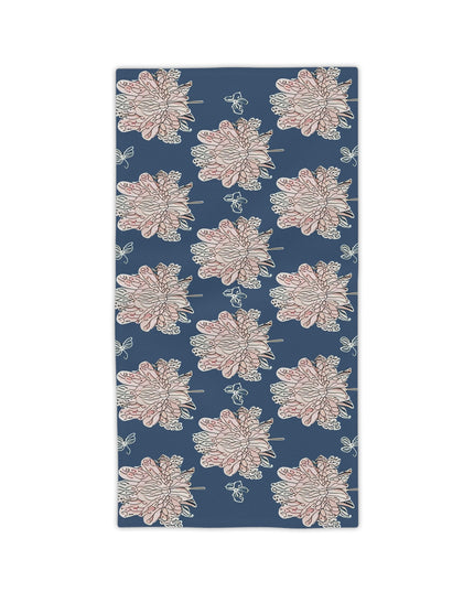 Rose White Floral Butterflies Beach Towel, 24" x 44"
