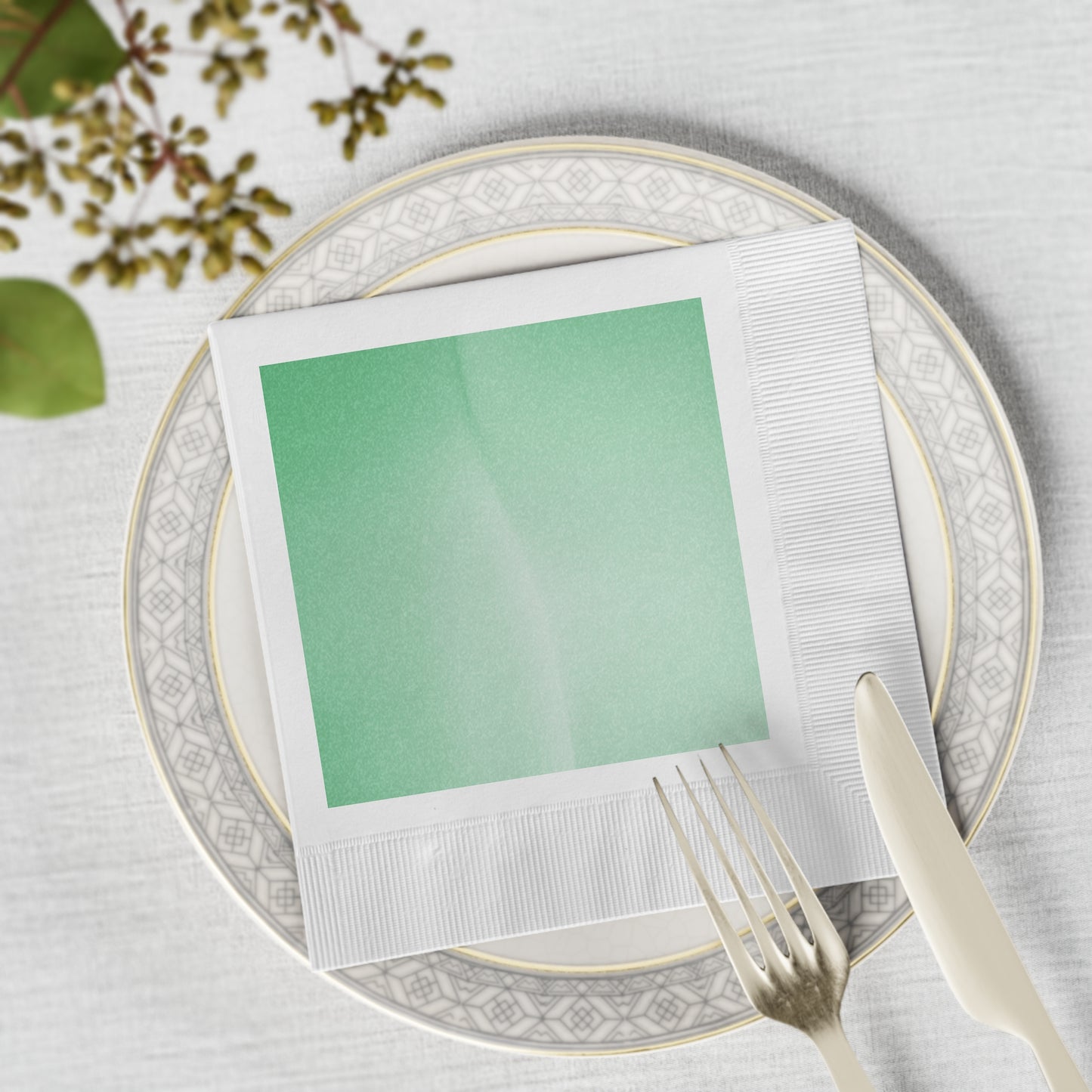 Mint Fade White Coined Napkins, 6.5" x 6.5"