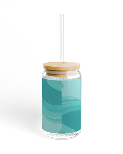 Tif Green Wavey Sipper Glass, 16oz