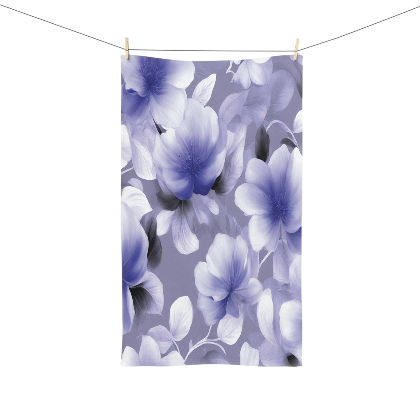 Indigo Blossom Floral Bunch Hand Towel, 16" x 28"