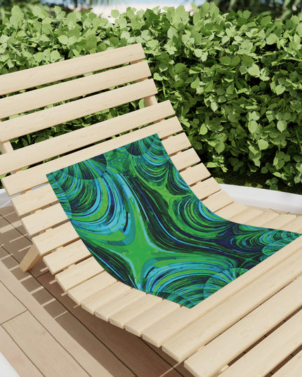 Uzi Spiral Blue Green Beach Towel, 18" x 27"