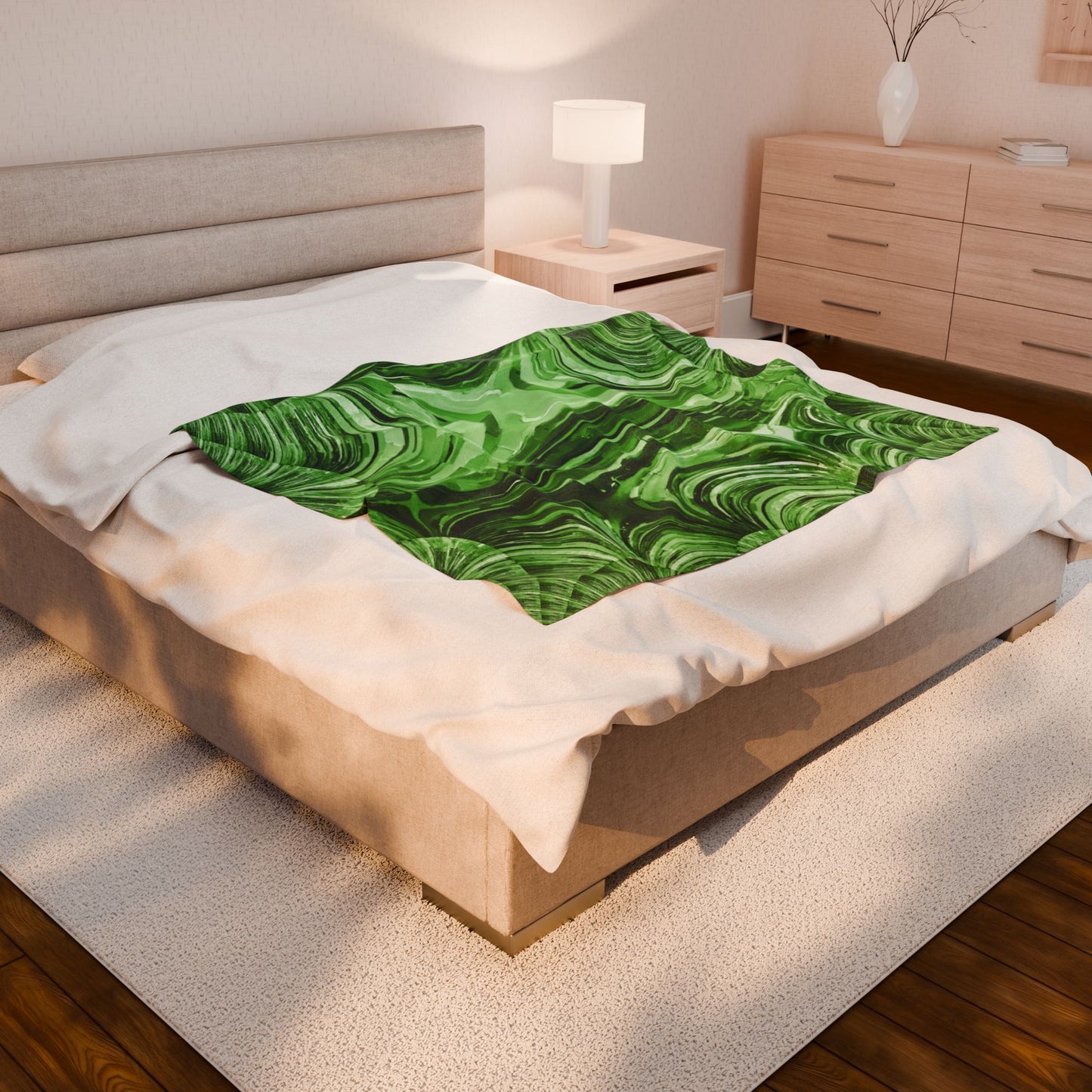 Uzi Spiral Mint Pastel Velveteen Plush Blanket, 50" x 60"