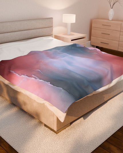 Gray Sea Pink Fog Velveteen Plush Blanket, 60" x 80"