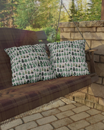 Mini Vintage Green Trees 20" x 20" Outdoor Pillow