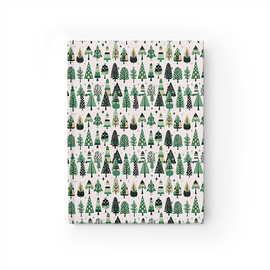 Mini Vintage Green Trees 5" x 7" Journal - 128 Blank pages