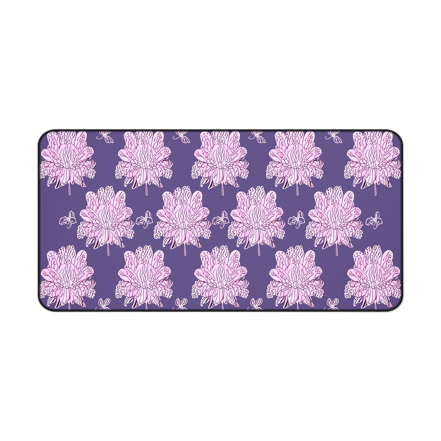 Magenta Floral Butterflies 16" x 32" Desk Mat