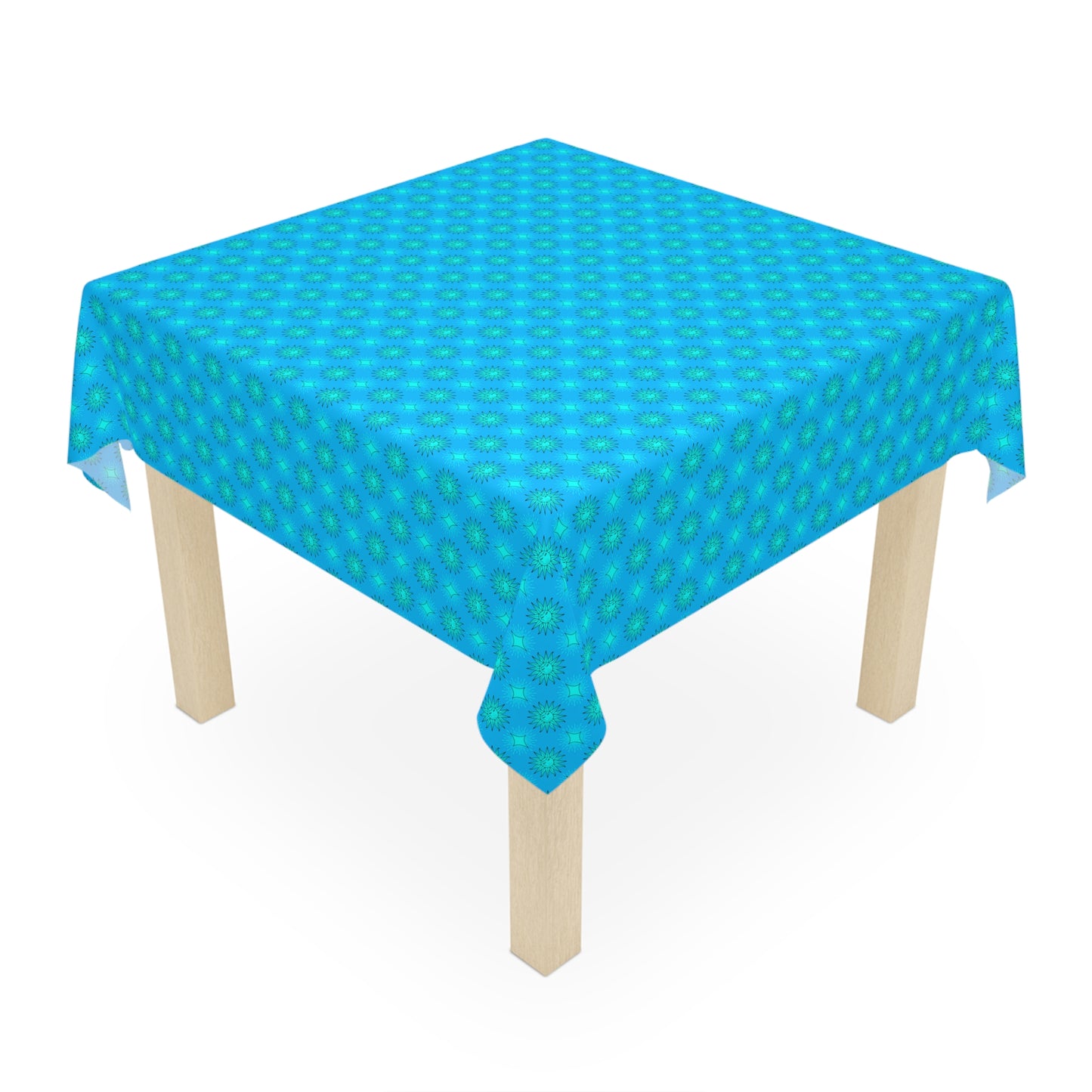 Light Blue Star-crossed Bodies Tablecloth, 55" x 55"