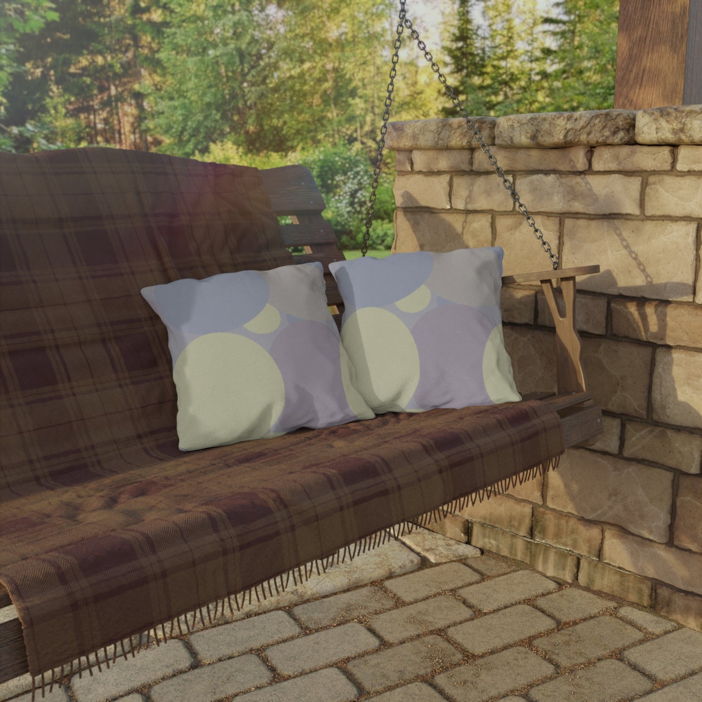 Pastel Soft Blue and Soft White Patches 16" x 16" Outdoor Pillows