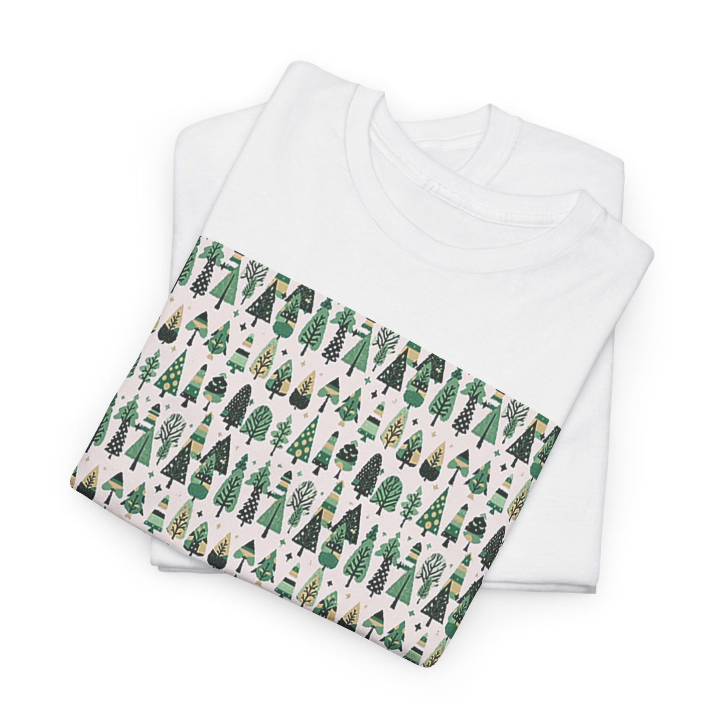 Mini Vintage Green Trees Unisex Heavy Cotton Tee, Large - XL - 2XL - 3XL