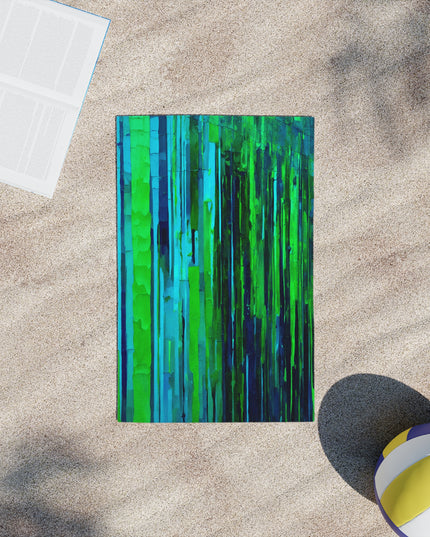 Striped Blue Green Beach Towel, 18" x 27"