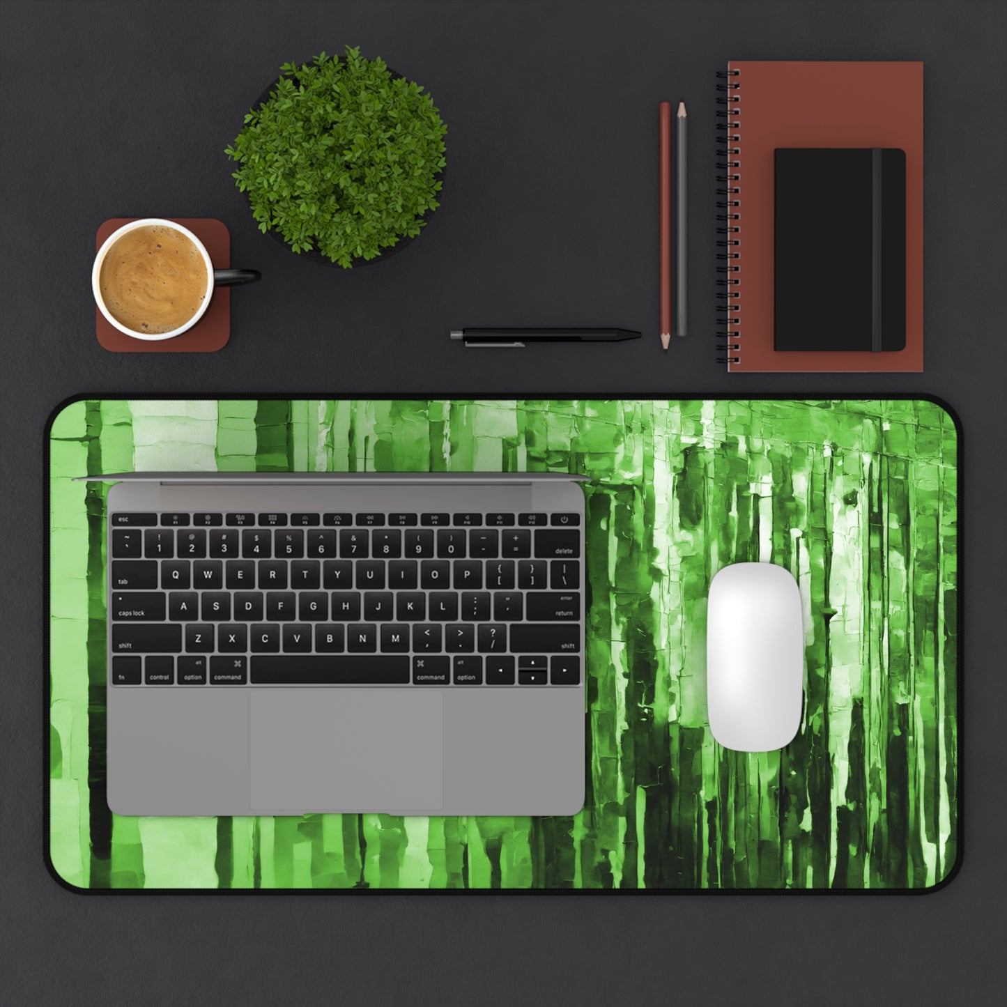 Striped Mint Pastel 12" x 22" Desk Mat