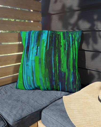 Striped Blue Green 18" x 18" Outdoor Pillow