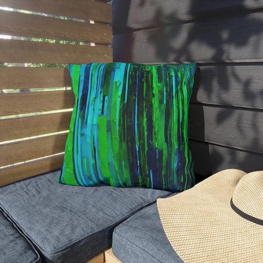 Striped Blue Green 18" x 18" Outdoor Pillow