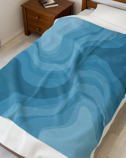 Sky Blue Wavey Velveteen Plush Blanket, 50" x 60"