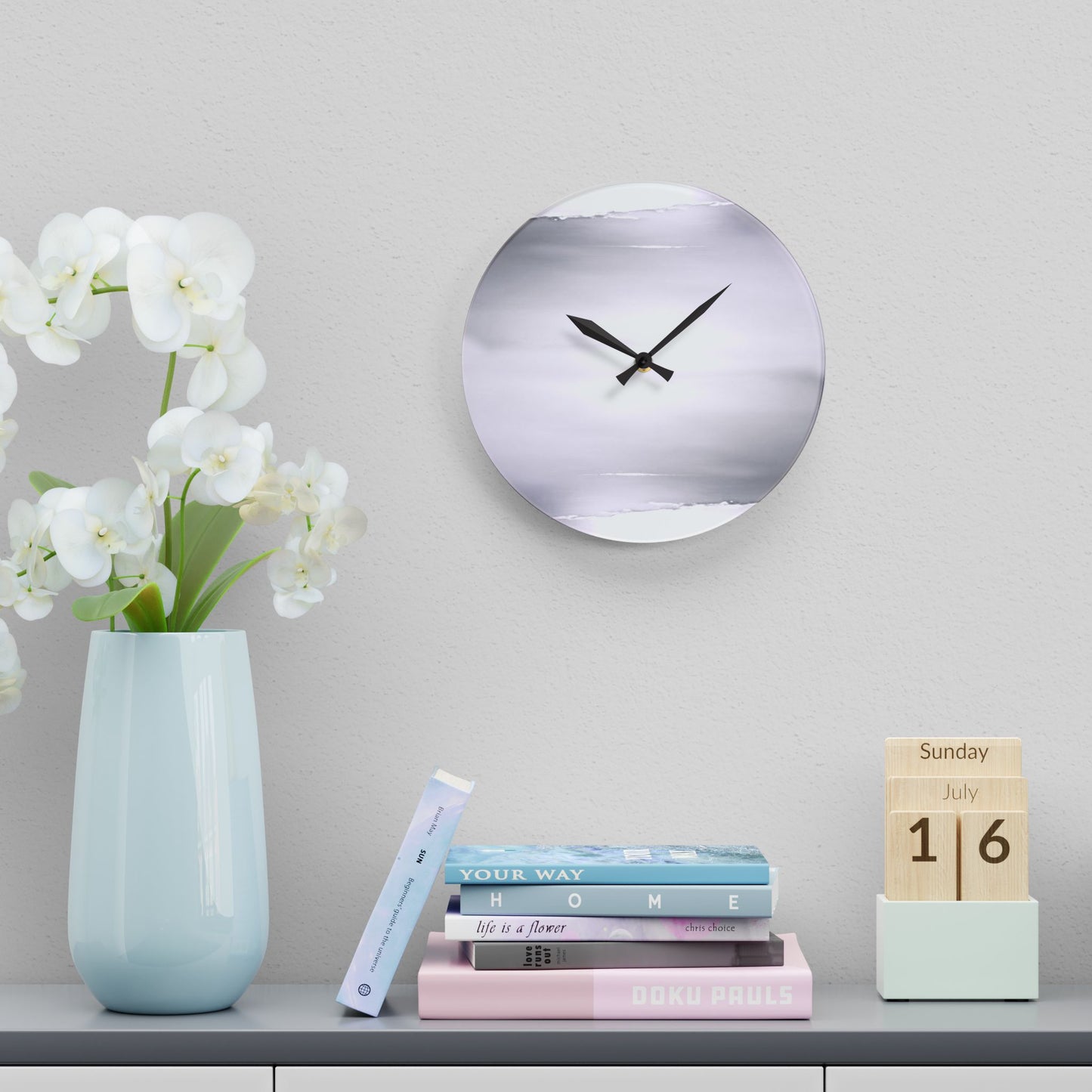 Sephia Sea Dark Fog Acrylic Wall Clock, Round or Square, 10.75" x 10.75"