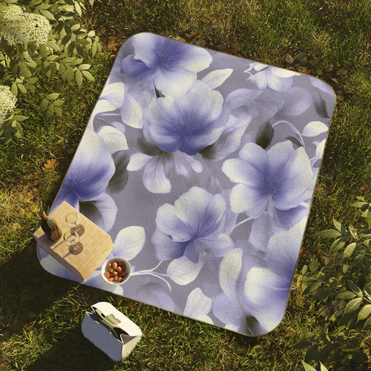 Indigo Blossom Floral Bunch 61" × 51" Picnic Blanket