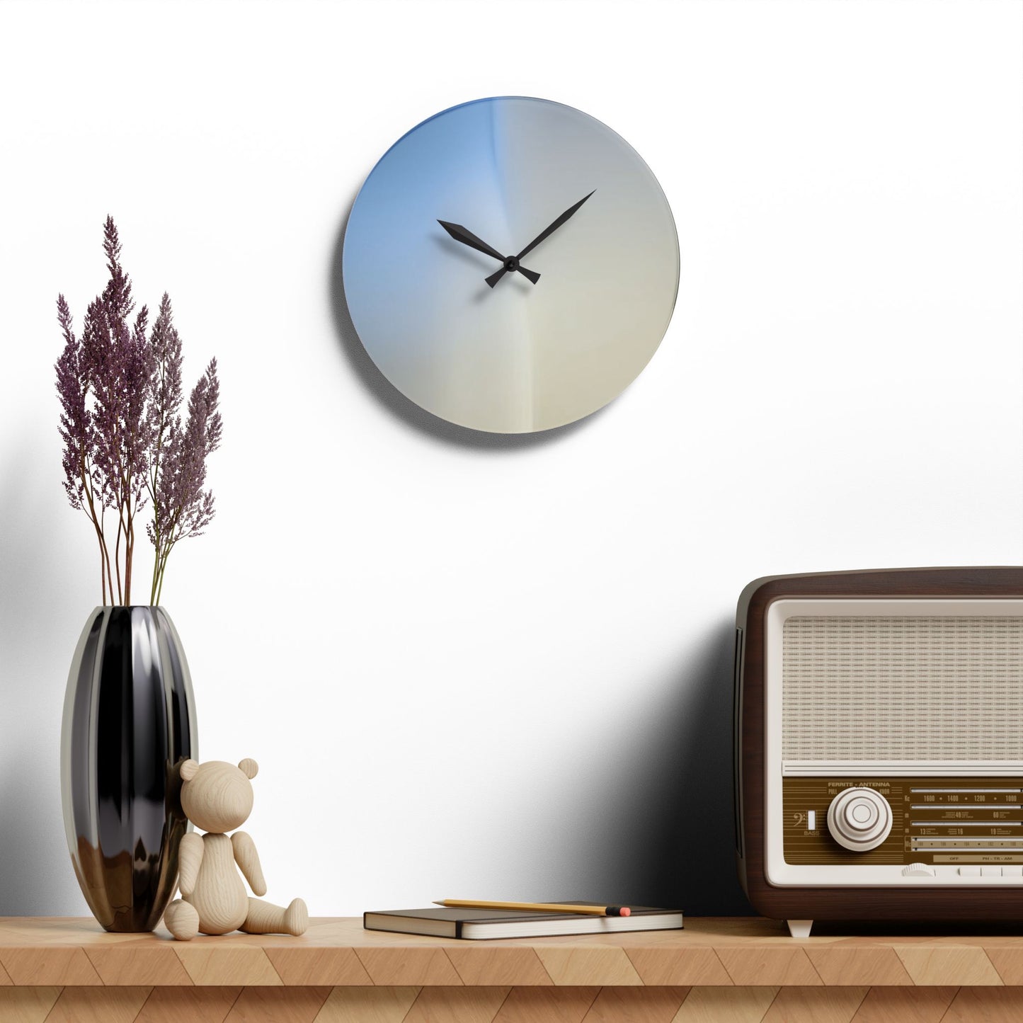 Cobalt Fade Acrylic Wall Clock, Round or Square, 10.75" x 10.75"