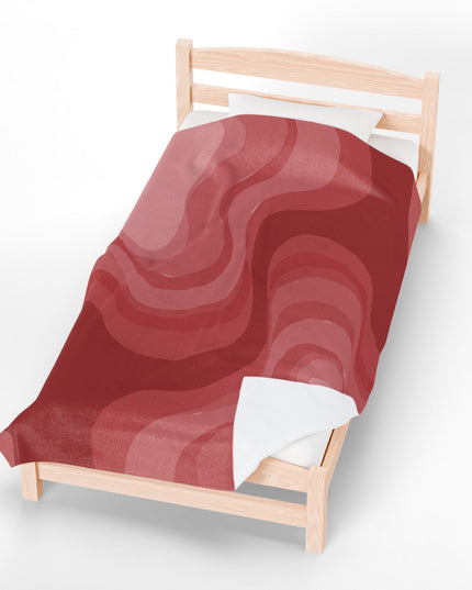 Power Red Wavey Velveteen Plush Blanket, 60" x 80"