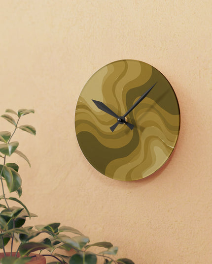 Brown Wavey 8" x 8" Round Acrylic Wall Clock