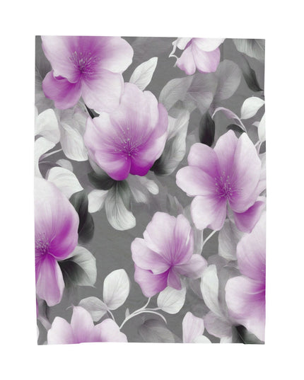 Purple Blossom Floral Bunch Velveteen Plush Blanket, 60" x 80"
