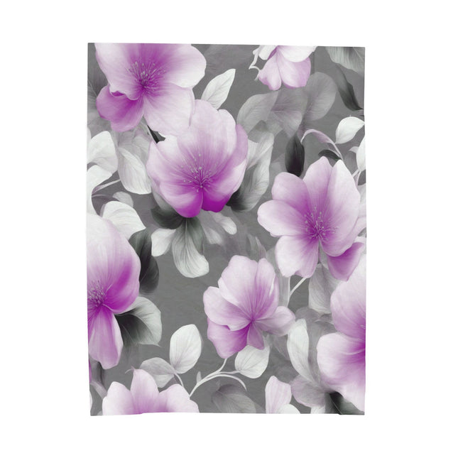 Purple Blossom Floral Bunch Velveteen Plush Blanket, 60" x 80"