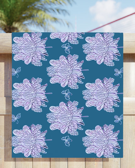 Lavender Floral Butterflies Beach Towel, 30" x 60"