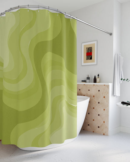 Lemon Wavey Shower Curtains, 71" x 74"