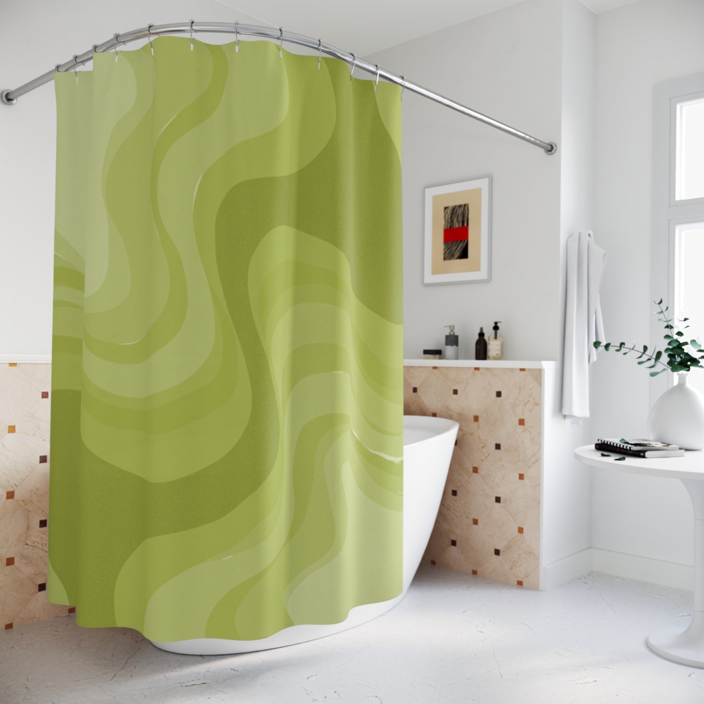 Lemon Wavey Shower Curtains, 71" x 74"