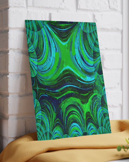 Uzi Spiral Blue Green 8" x 11" Glass Cutting Board