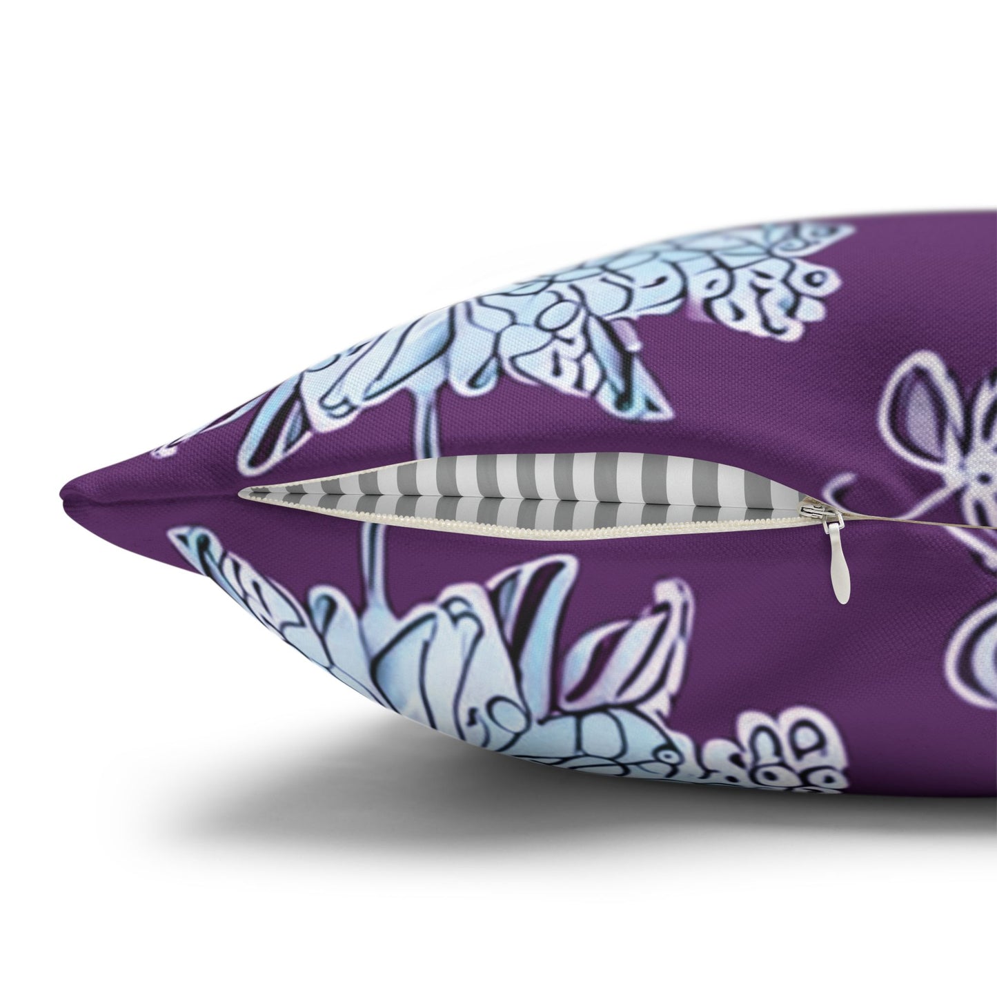 Blue Floral Butterflies Spun Polyester Square Pillowcase, 14" x 14"