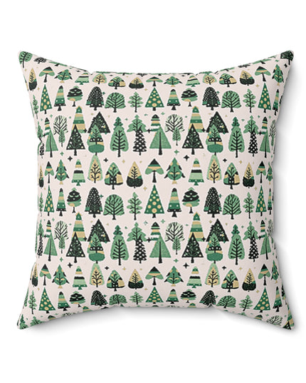 Mini Vintage Green Trees 20" x 20" Faux Suede Square Pillow