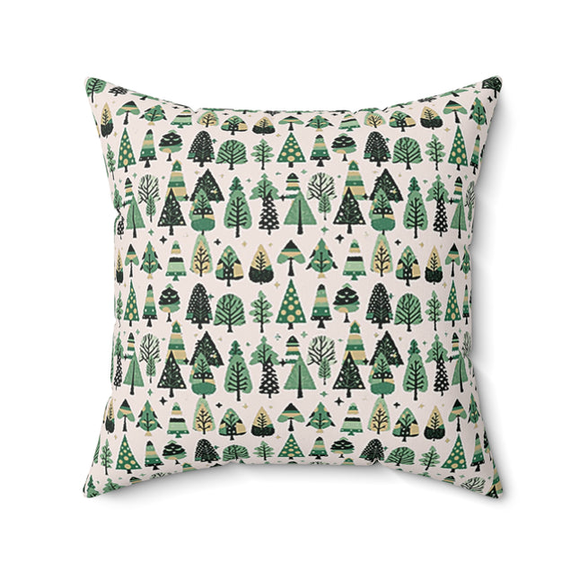 Mini Vintage Green Trees 20" x 20" Faux Suede Square Pillow