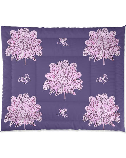 Magenta Floral Butterflies 104" × 88" Comforter