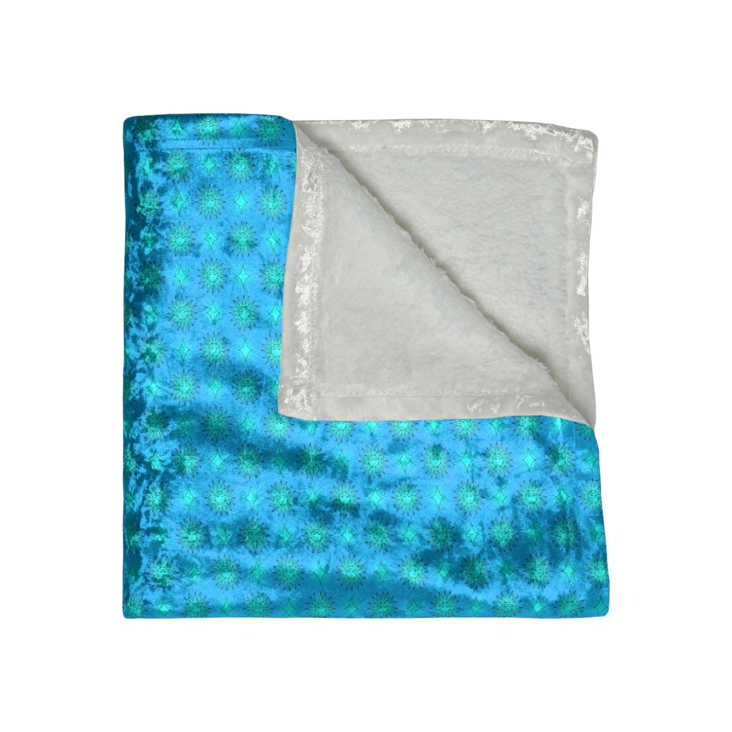 Blue Green Star-crossed Bodies Crushed Velvet Blanket, 50" x 60"