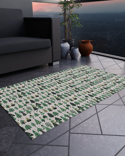 Mini Vintage Green Trees Outdoor Rug, 36" x 60"