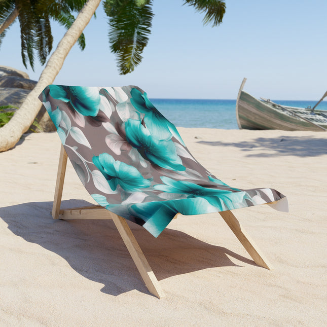 Tif Green Gray Floral Bunch 30" x 60" Beach Towel