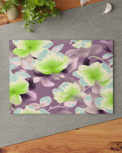 Lime Lavender Floral Bunch Glass Cutting Board, 8" x 11"